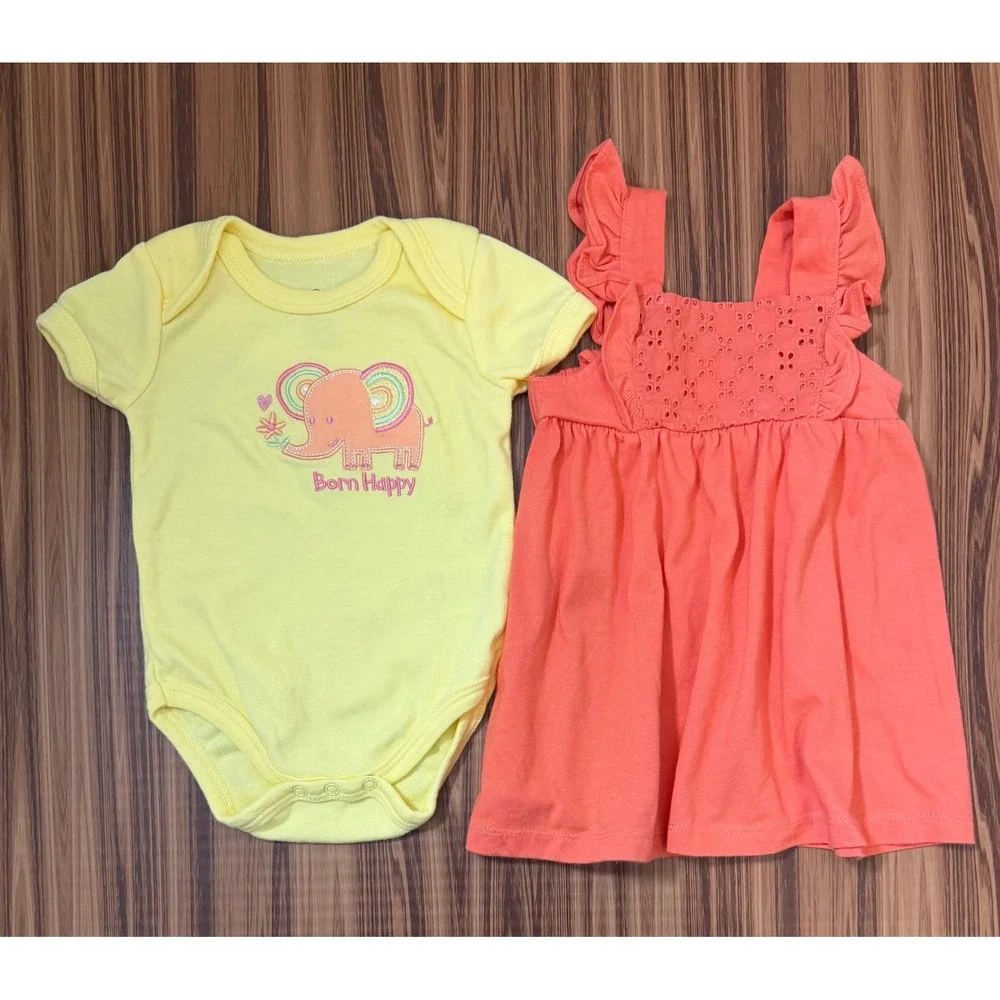 3-6M Baby Girl Bundle Dresses Bodysuit‎ 4 pcs Carters Duck Duck Goose Floral Dot